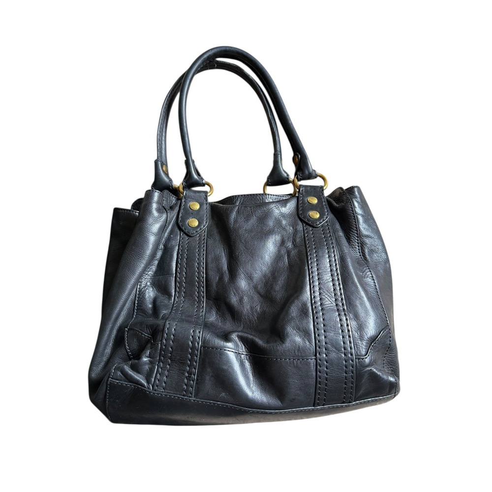 FRYE Melissa Leather Tote Black Shoulder Bag Women's Medium Size - Picture 3 of 14